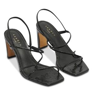 Faye Black Square Toe Block Heel Sandals